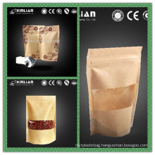 gravure printing kraft paper bags with window and zipper